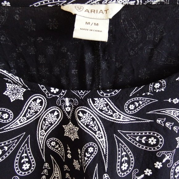 Ariat Navy Blue/White Print Top M - Picture 5 of 5